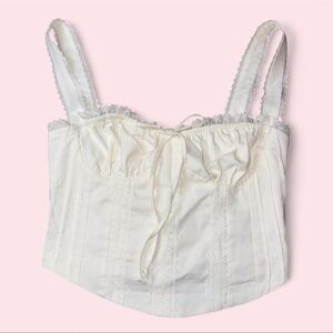 Elegant White Lace Trimmed Women's Top